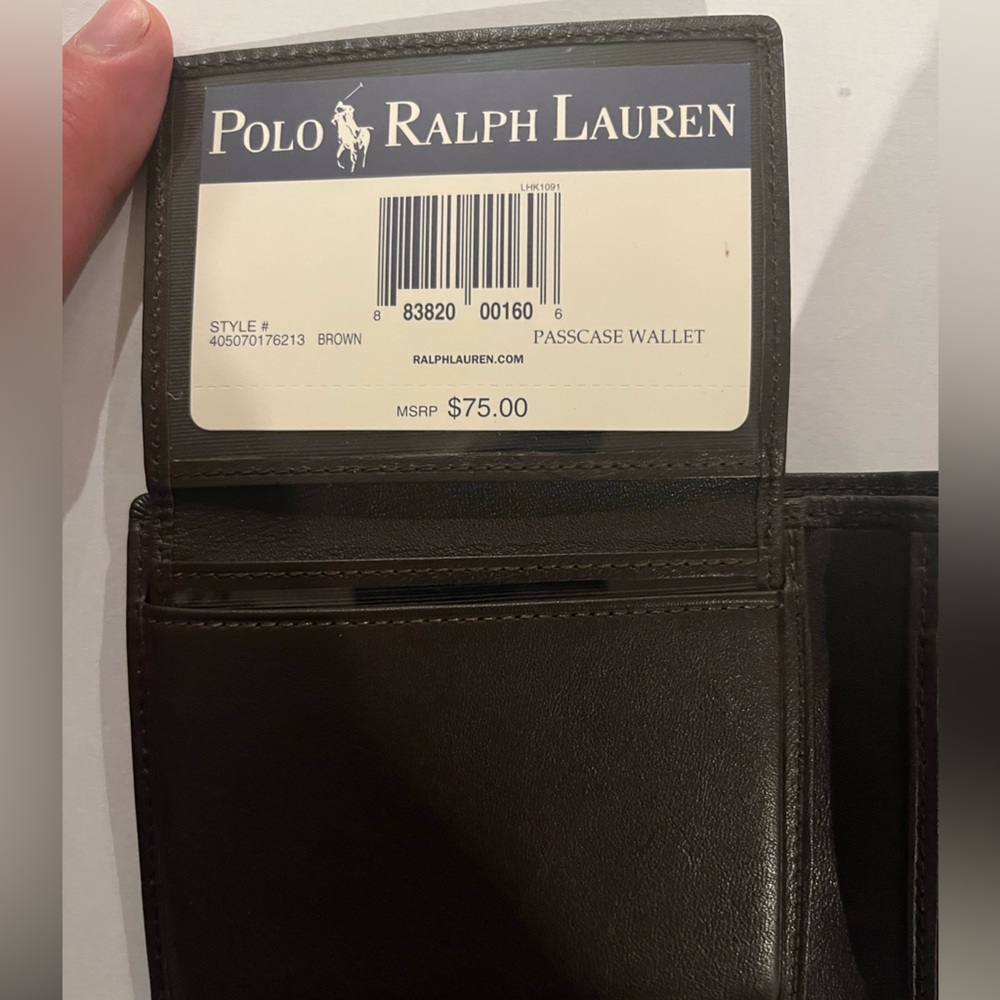 Polo Ralph Lauren Leather Wallet - Brown Passcase Wallet - Bi-Fold
